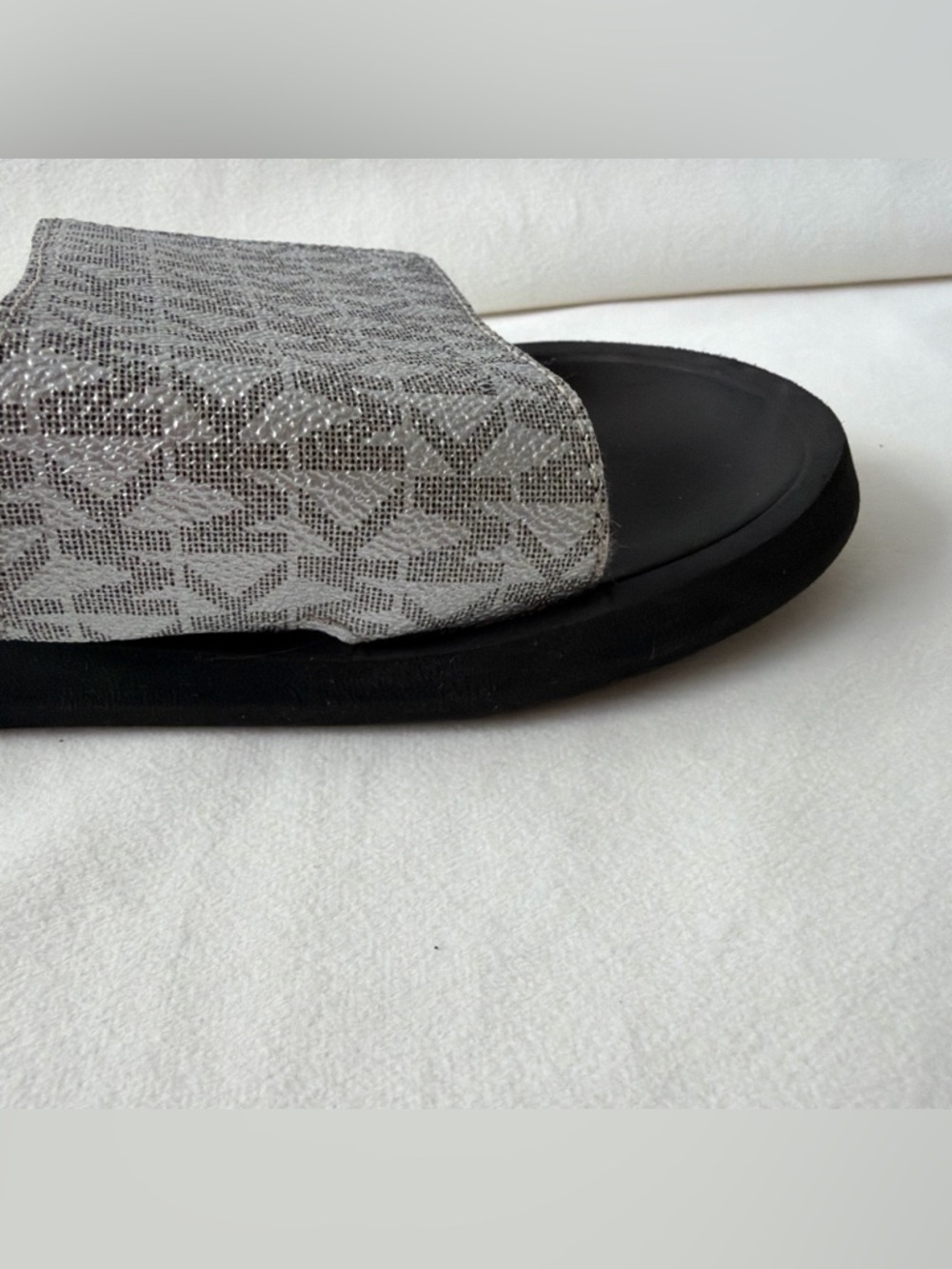 Michael Kors Silver Monogram Slide Sandals - Picture 4 of 11